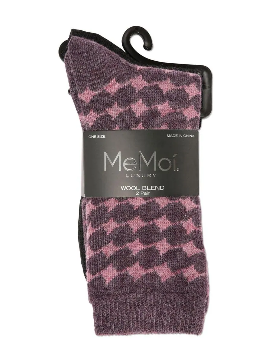 Женские носки Wool Waves Crew Socks (2 шт в упаковке) MeMoi — изображение 3 из 3, фиолетовый