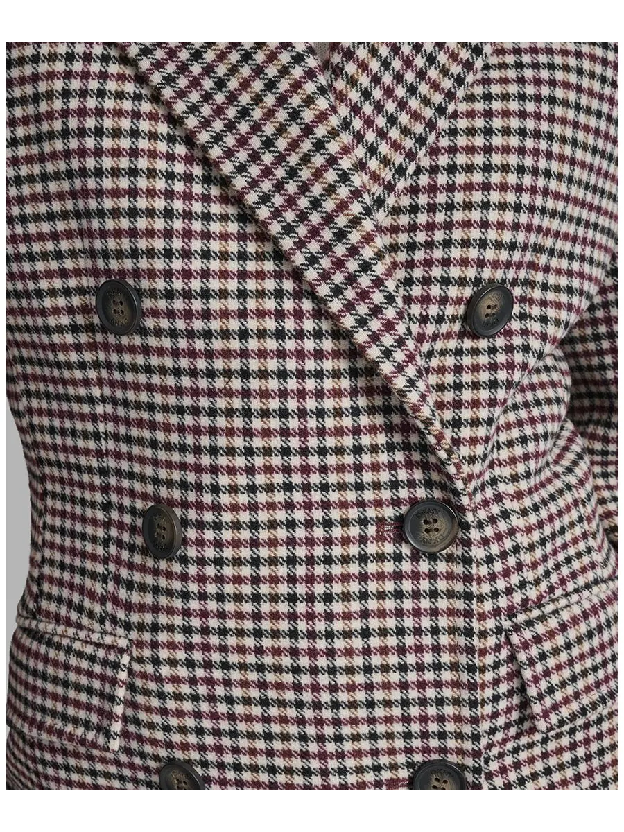Женское короткое двубортное пальто с поясом DKNY, Small Check — изображение 7 из 9