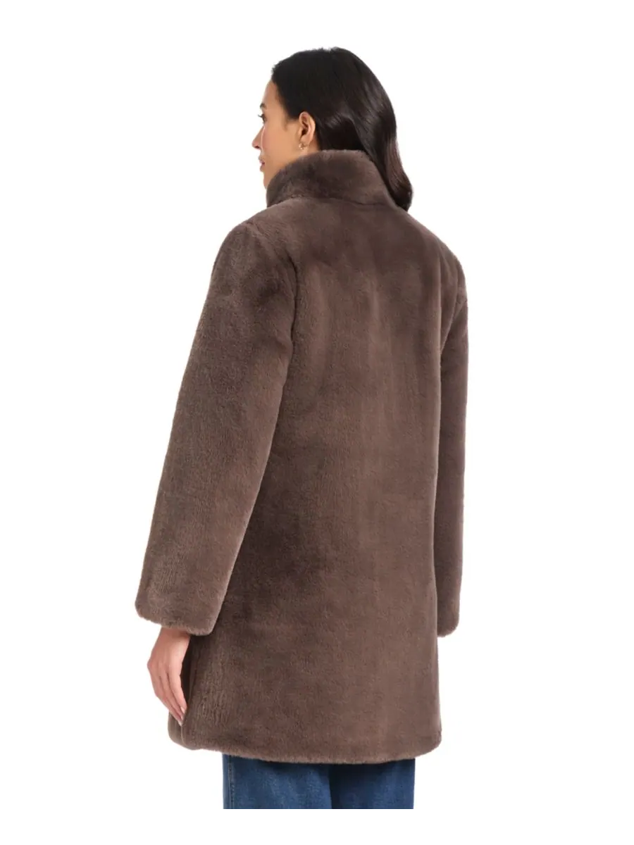 Женское пальто с воротником из искусственного меха, размеры P/XS-XXL Jones New York — изображение 2 из 5, тауп