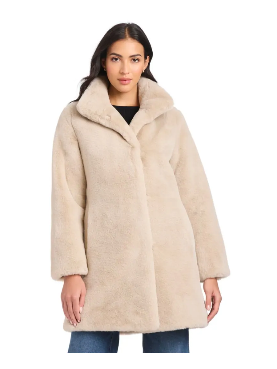 Женское пальто с воротником из искусственного меха, размеры P/XS-XXL Jones New York — изображение 1 из 5, овсяный