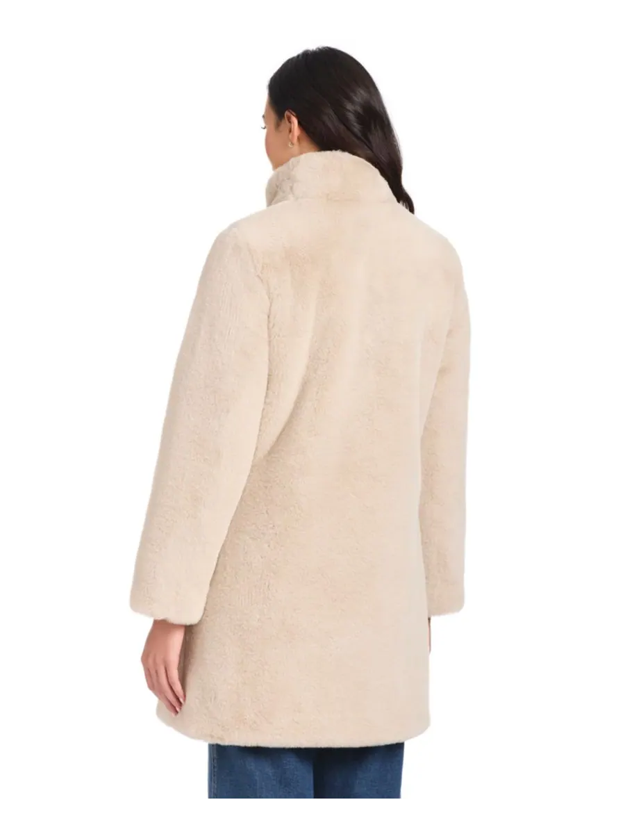 Женское пальто с воротником из искусственного меха, размеры P/XS-XXL Jones New York — изображение 2 из 5, овсяный