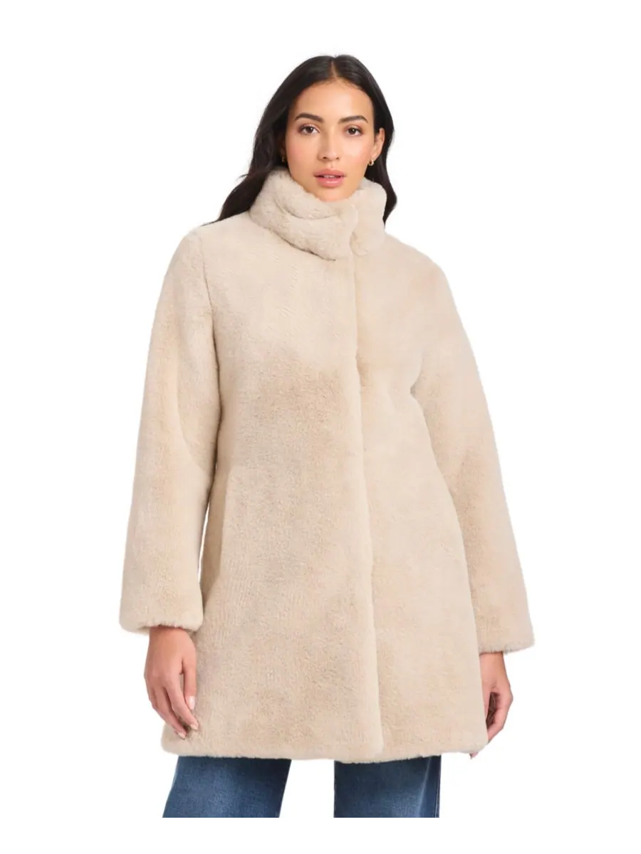 Женское пальто с воротником из искусственного меха, размеры P/XS-XXL Jones New York — изображение 4 из 5, овсяный
