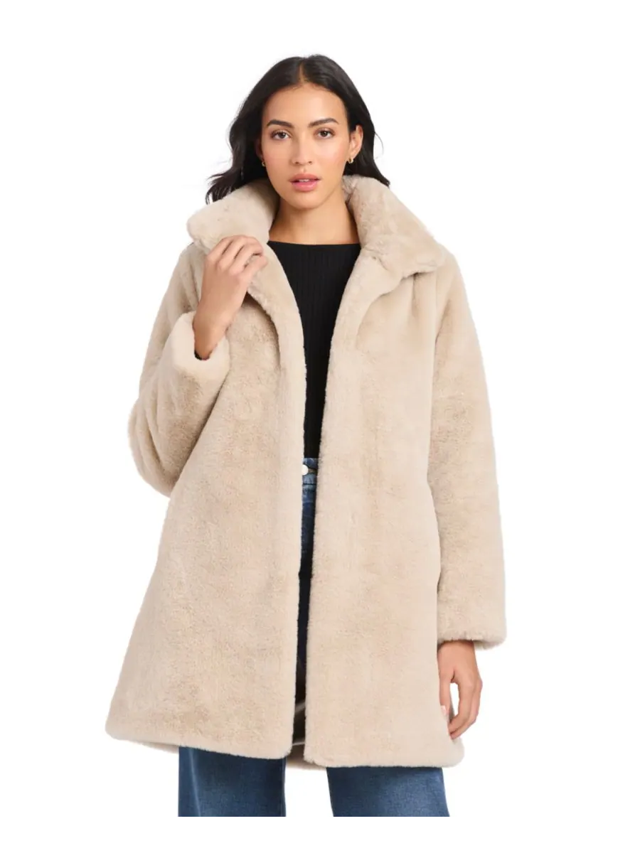Женское пальто с воротником из искусственного меха, размеры P/XS-XXL Jones New York — изображение 5 из 5, овсяный