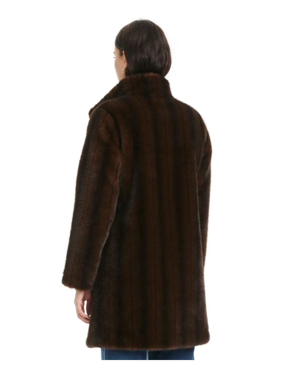 Женское пальто с воротником из искусственного меха, размеры P/XS-XXL Jones New York — изображение 2 из 5, коричневый