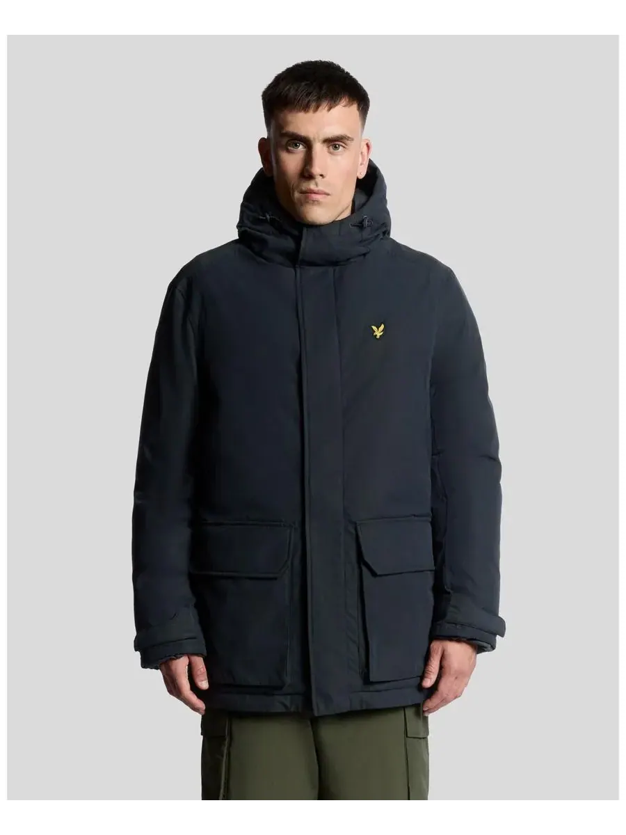Мужская парка с длинными рукавами и капюшоном из мембранной ткани Lyle & Scott — синий