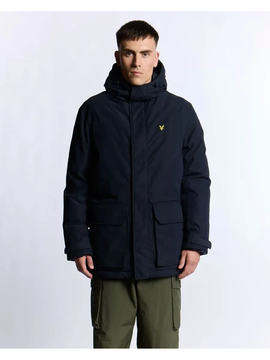 Мужская парка с длинными рукавами и капюшоном из мембранной ткани Lyle & Scott — изображение 2 из 8, темный темно-синий