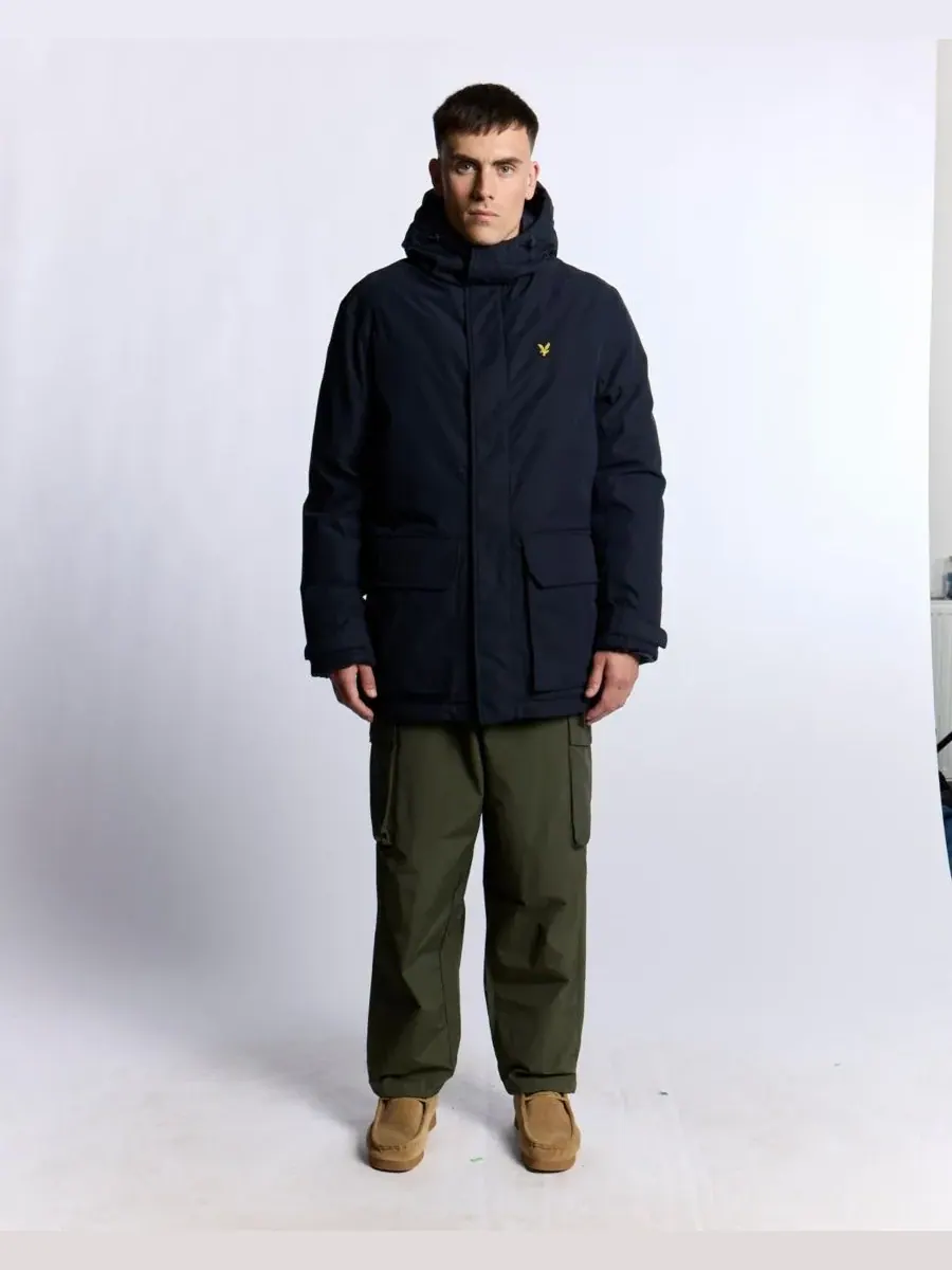 Мужская парка с длинными рукавами и капюшоном из мембранной ткани Lyle & Scott — изображение 4 из 8, темный темно-синий