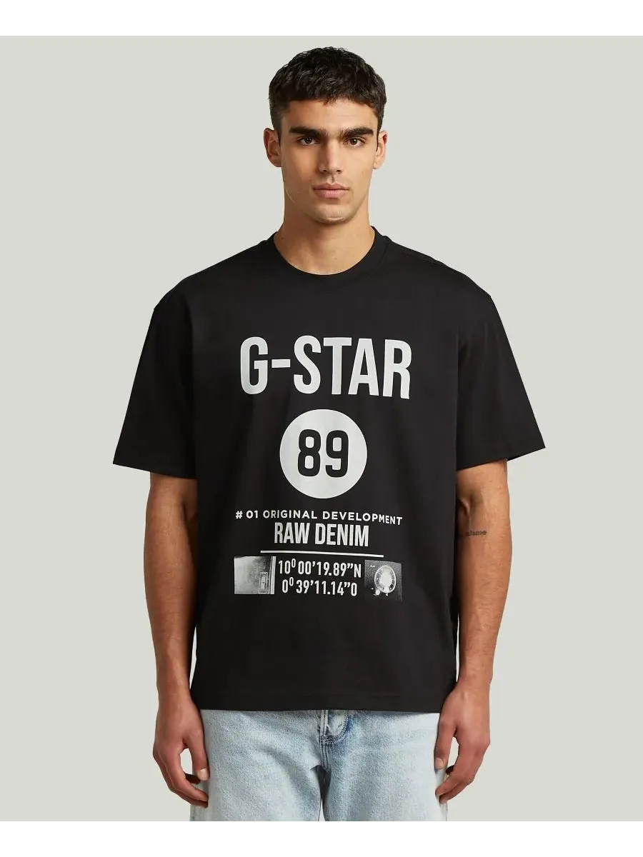 Мужская футболка с графическим принтом, стандартного кроя G-Star Raw — черный