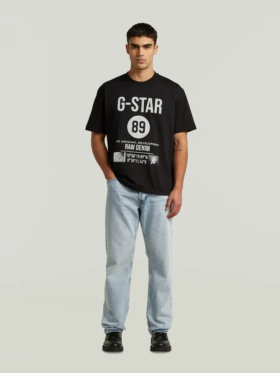 Мужская футболка с графическим принтом, стандартного кроя G-Star Raw — изображение 2 из 6, черный