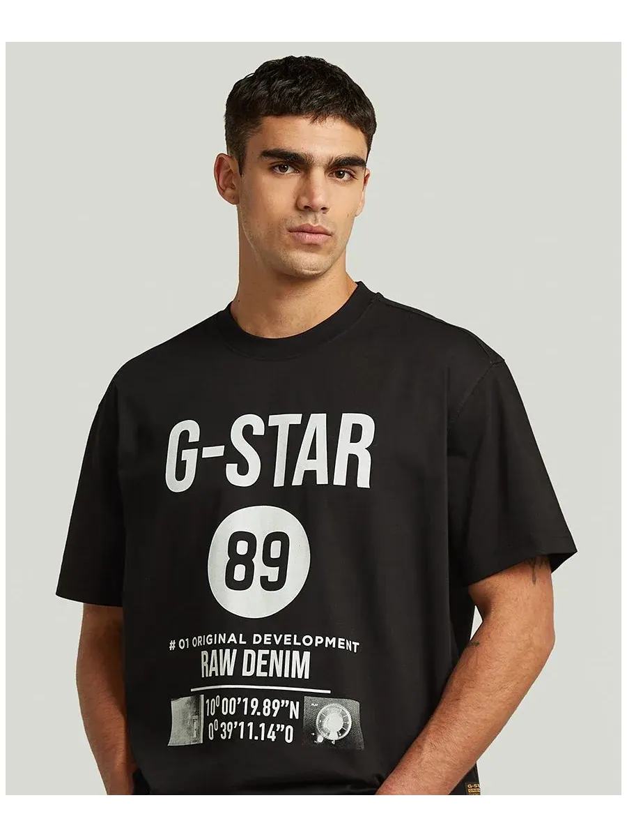 Мужская футболка с графическим принтом, стандартного кроя G-Star Raw — изображение 4 из 6, черный