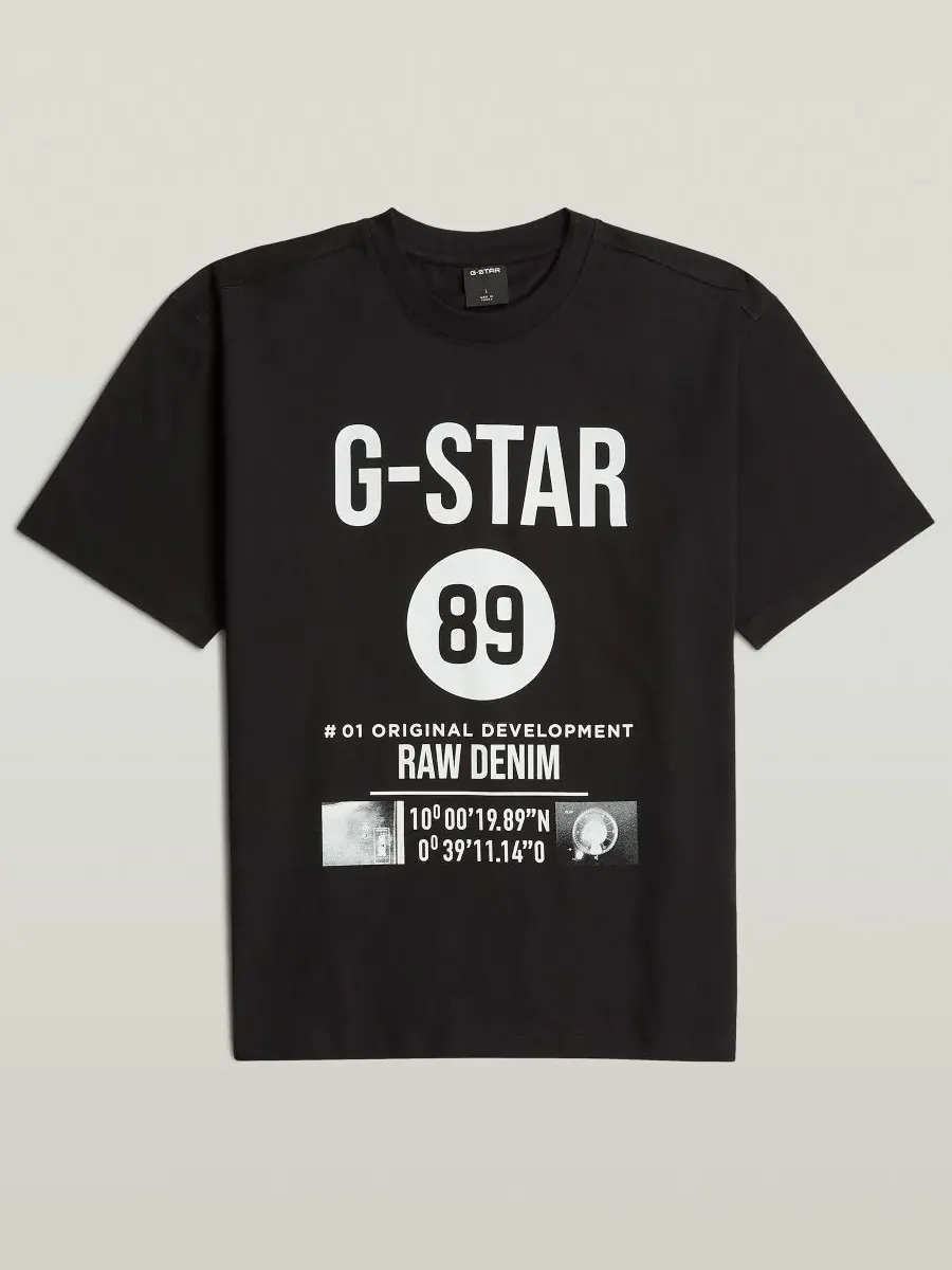 Мужская футболка с графическим принтом, стандартного кроя G-Star Raw — изображение 6 из 6, черный