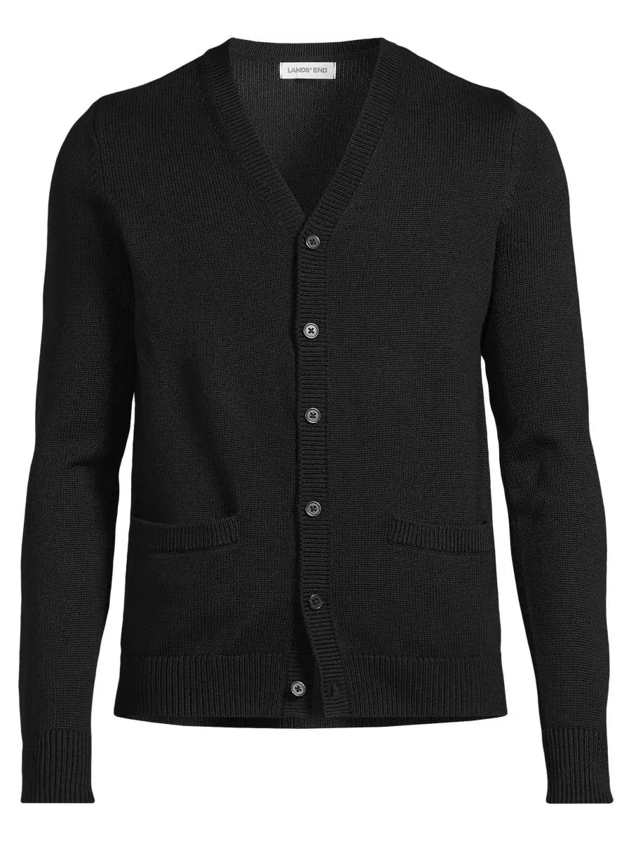 Мужской взрослый кардиган Legacy Varsity Lands' End — изображение 3 из 4, черный