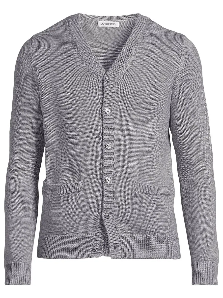 Мужской взрослый кардиган Legacy Varsity Lands' End, Pewter Heather — изображение 2 из 4