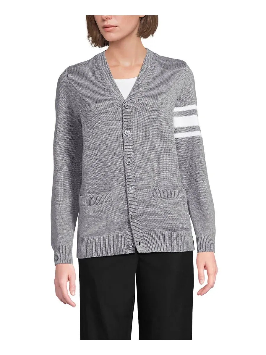 Мужской взрослый кардиган Legacy Varsity Lands' End, Varsity Stripe/Pewter Heather