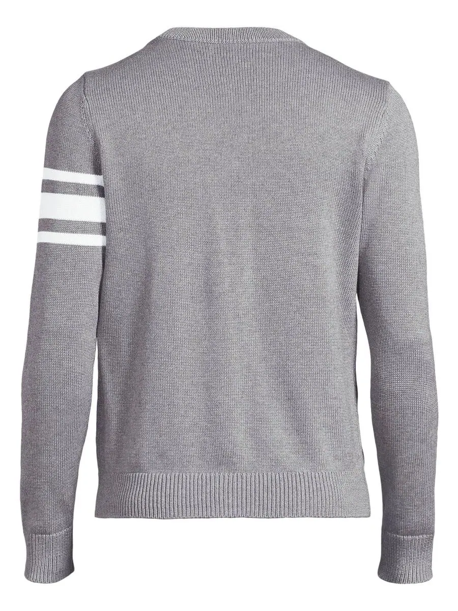 Мужской взрослый кардиган Legacy Varsity Lands' End, Varsity Stripe/Pewter Heather — изображение 3 из 4