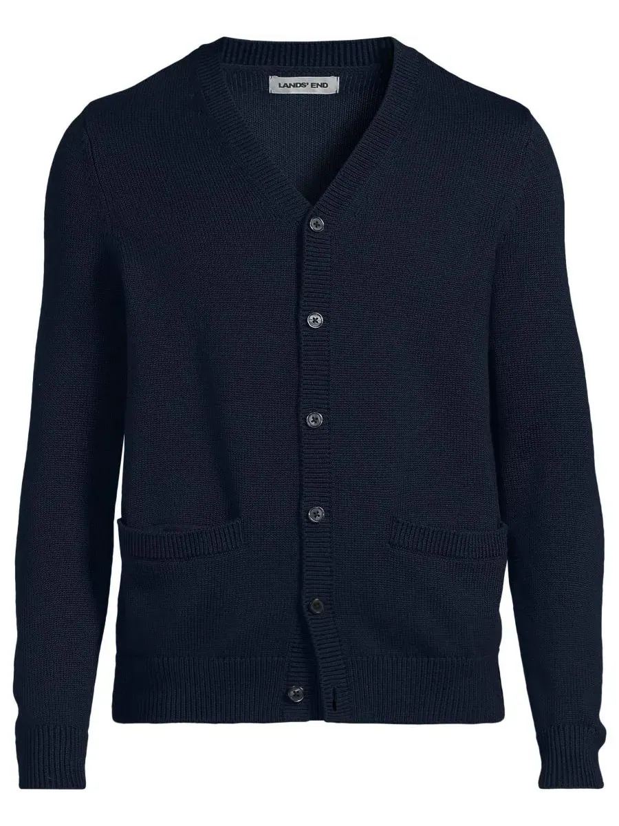 Мужской взрослый кардиган Legacy Varsity Lands' End — изображение 2 из 4, классический темно-синий