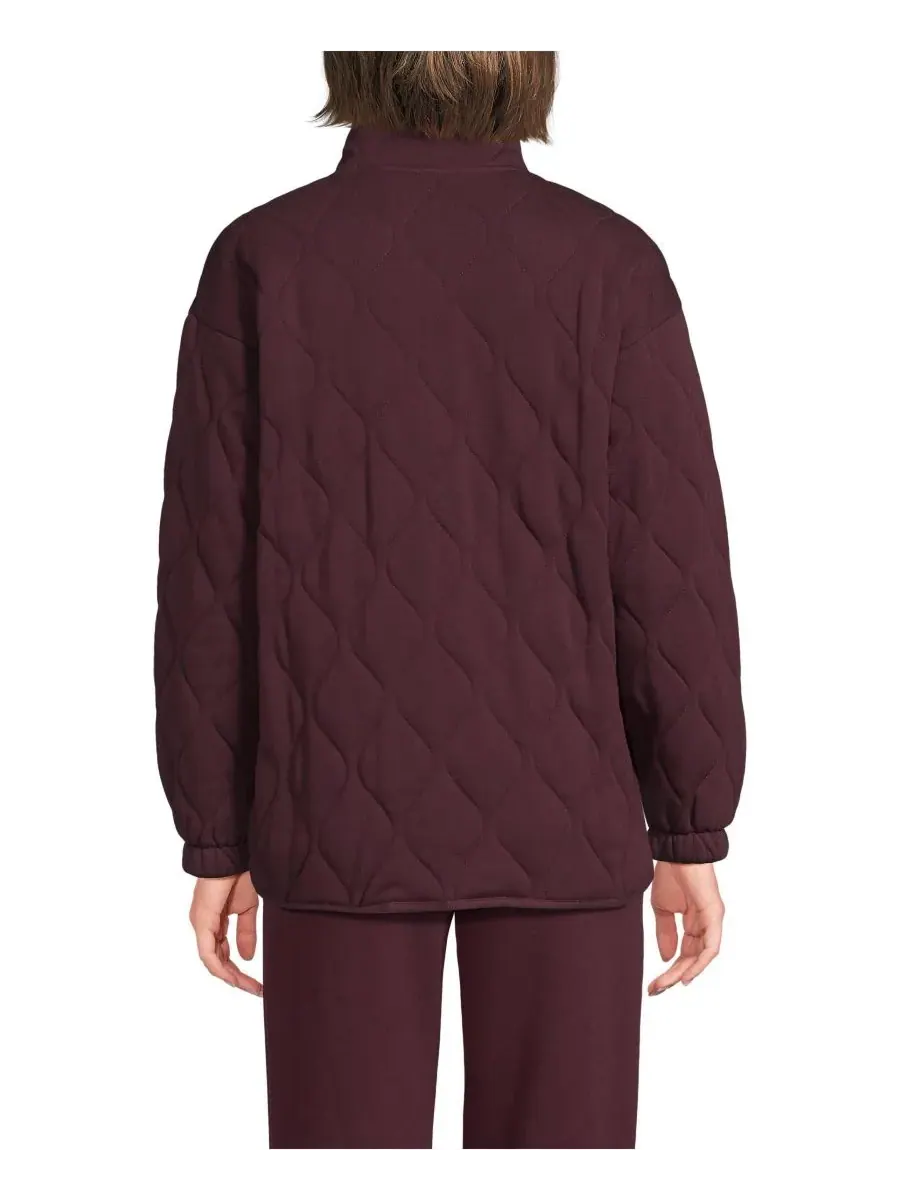 Женская стеганая куртка RainDefense Serious Sweats на молнии Lands' End — изображение 2 из 4, бордовый