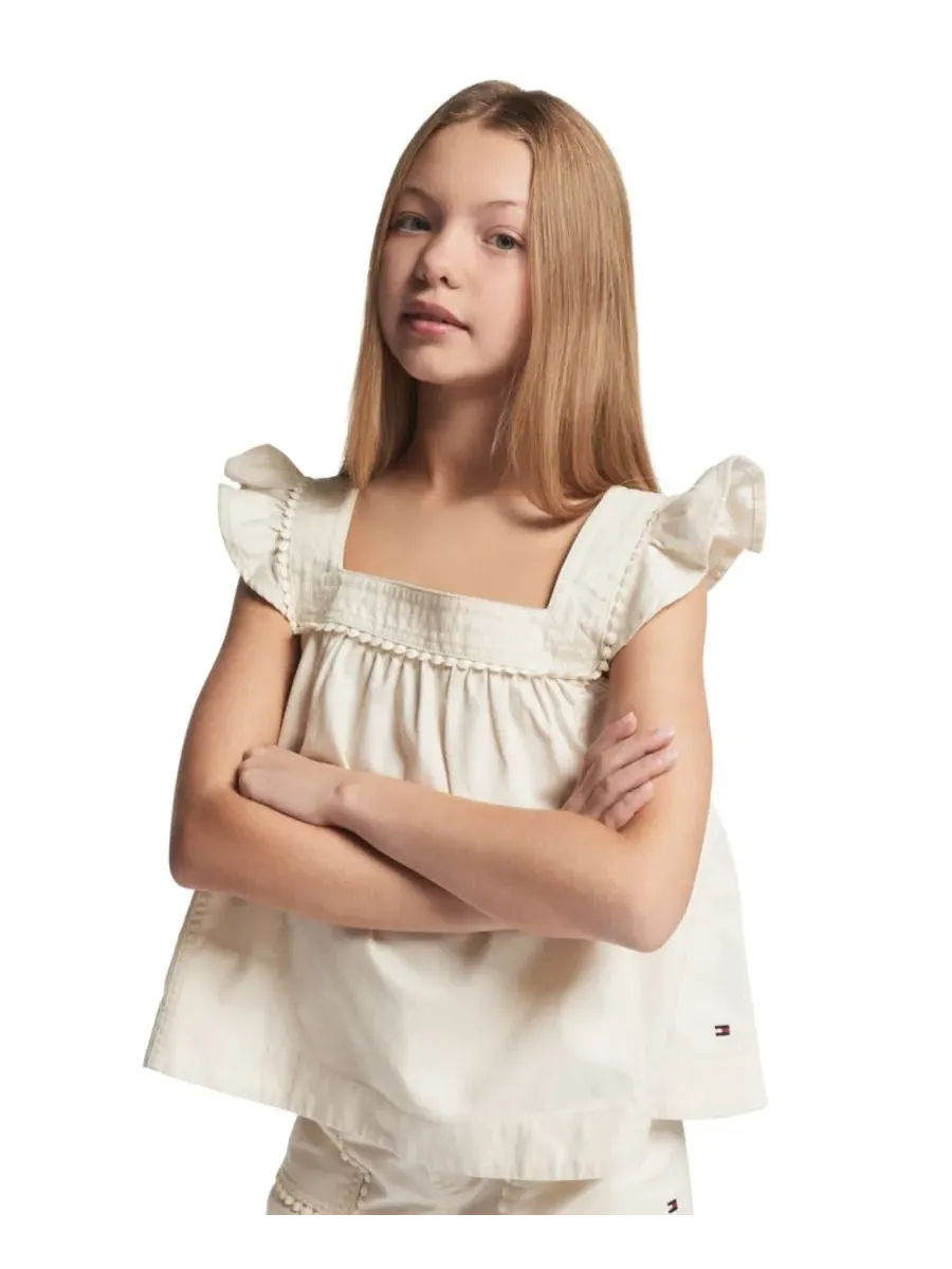 Детская блузка из саржи с оборками, размер 7-16 Tommy Hilfiger