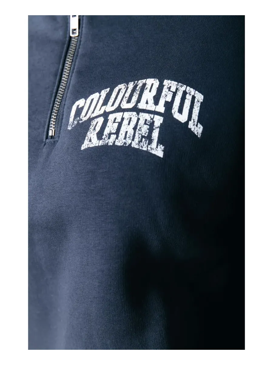 Женская толстовка с университетским логотипом, свободного кроя, на молнии Colourful Rebel — изображение 4 из 4, темно-синий