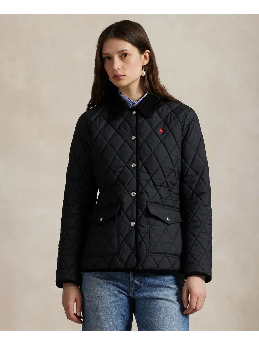 Женская стеганая куртка в стиле "амбарная" с вельветовой отделкой Polo Ralph Lauren