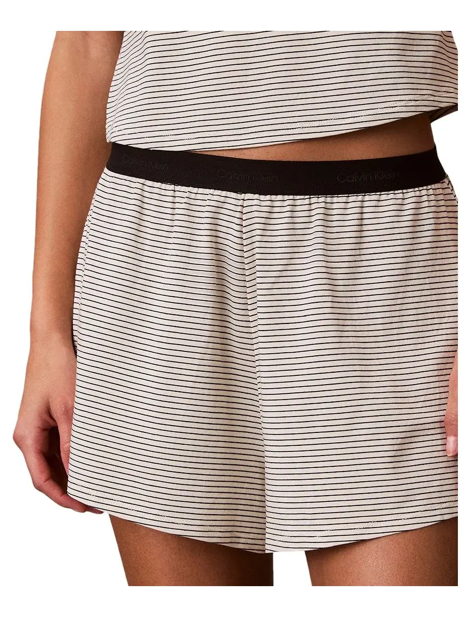 Женские полосатые шорты для сна Calvin Klein, айвори stripe — изображение 3 из 7, слоновая кость