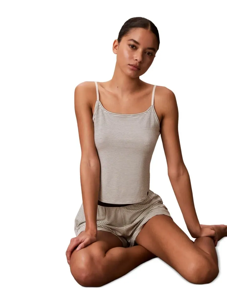 Женские полосатые шорты для сна Calvin Klein, айвори stripe — изображение 6 из 7, слоновая кость