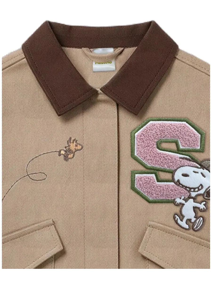 Детская куртка-сараян Snoopy из саржи, размеры 2T-6X Peanuts — изображение 3 из 3, коричневый