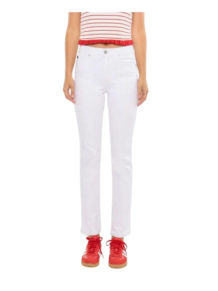 Джинсы с высокой посадкой Piper High Rise Slim Straight KanCan Essential — белый