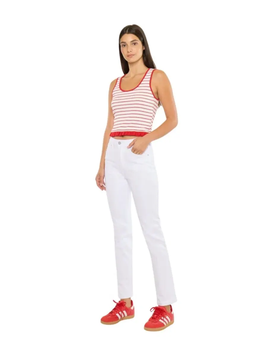 Джинсы с высокой посадкой Piper High Rise Slim Straight KanCan Essential — изображение 3 из 7, белый