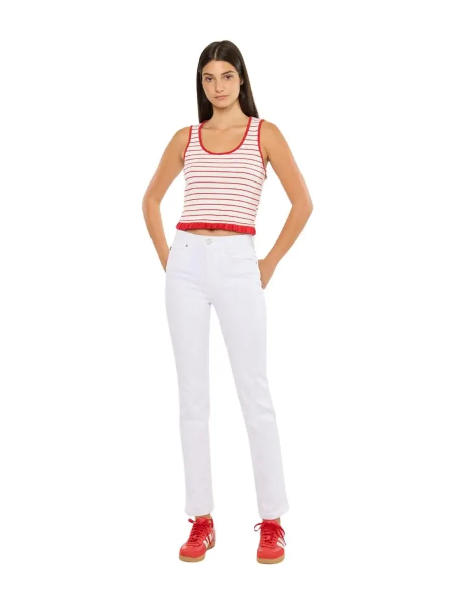 Джинсы с высокой посадкой Piper High Rise Slim Straight KanCan Essential — изображение 4 из 7, белый