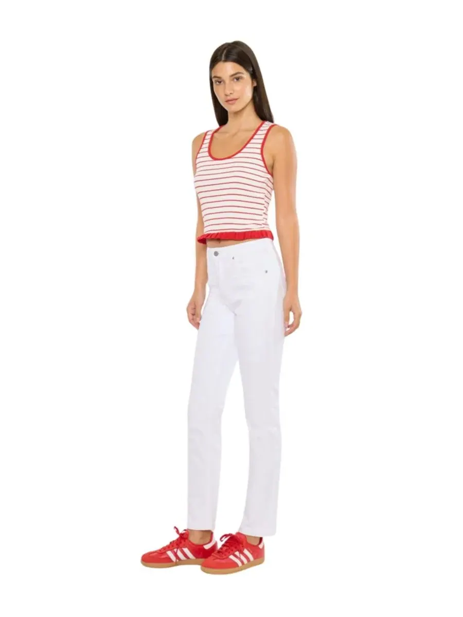 Джинсы с высокой посадкой Piper High Rise Slim Straight KanCan Essential — изображение 6 из 7, белый