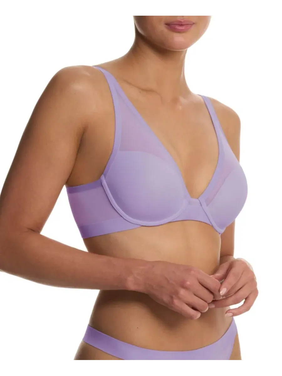 Бюстгальтер-майка с вырезом-плунж из сетки True Zen Mesh Plunge T-Shirt Bra Natori — изображение 2 из 3, фиолетовый