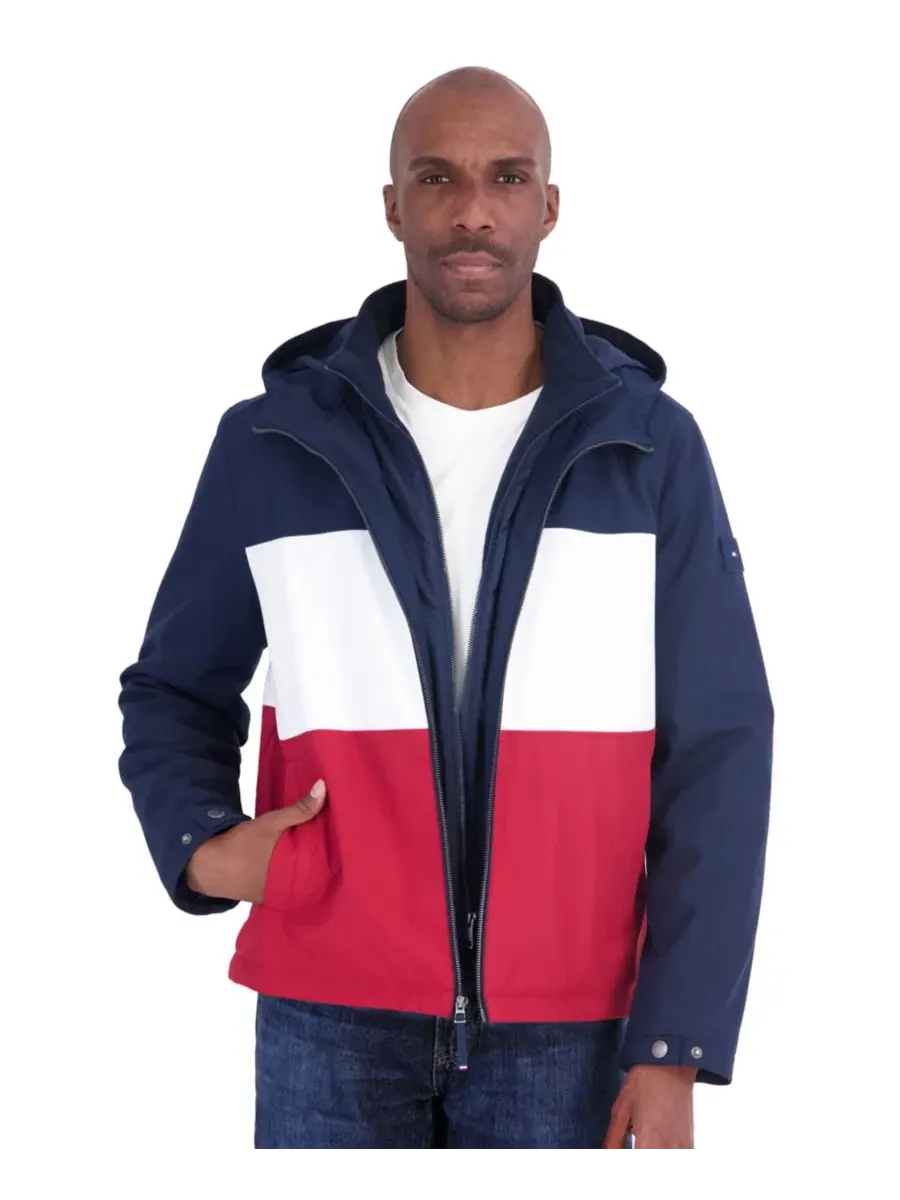 Мужская куртка-ветровка с капюшоном и вставкой Tommy Hilfiger