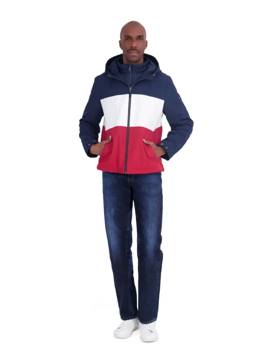 Мужская куртка-ветровка с капюшоном и вставкой Tommy Hilfiger — изображение 2 из 5