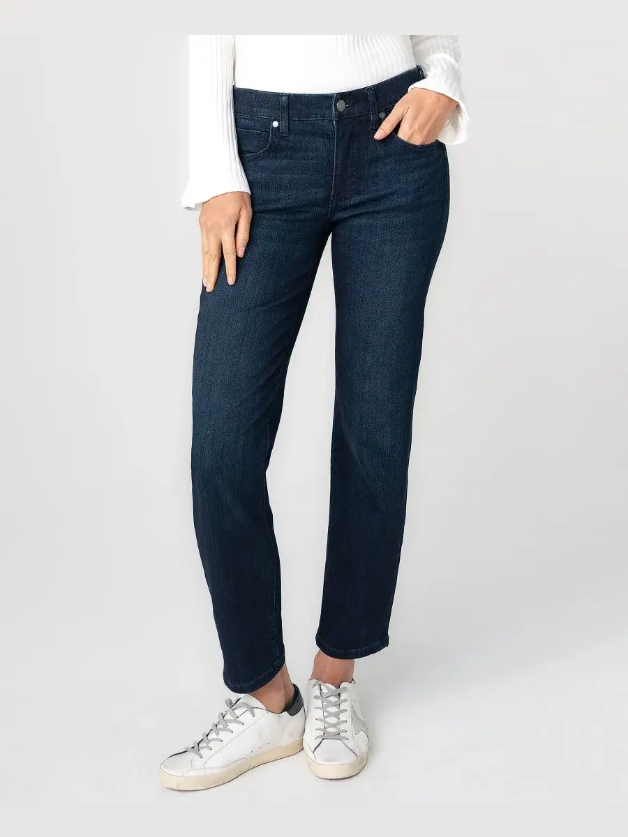 Джинсы прямого кроя с низкой посадкой и эластичным поясом Petite Low-Rise Comfort Waist