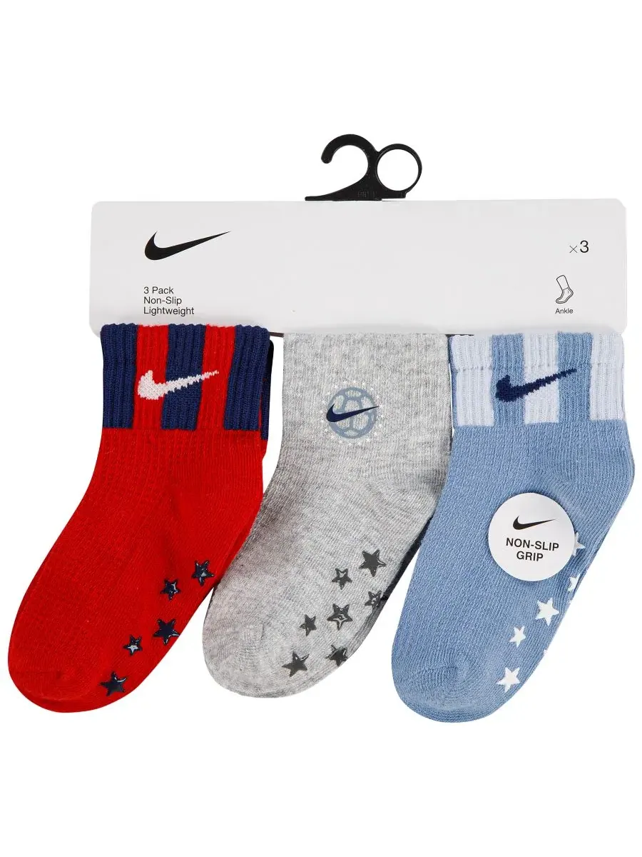 Комплект носков с прорезиненными стопами, 3 пары Nike — изображение 3 из 3, серый