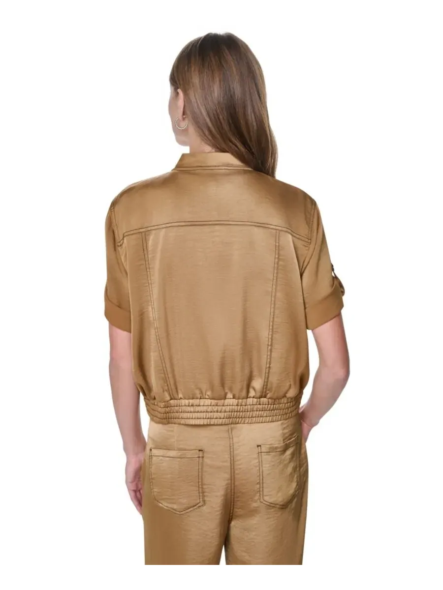 Женская куртка с контрастной отстрочкой и застежкой-молнией, модель Roll-Tab Contrast Stitch Glazed — изображение 9 из 10