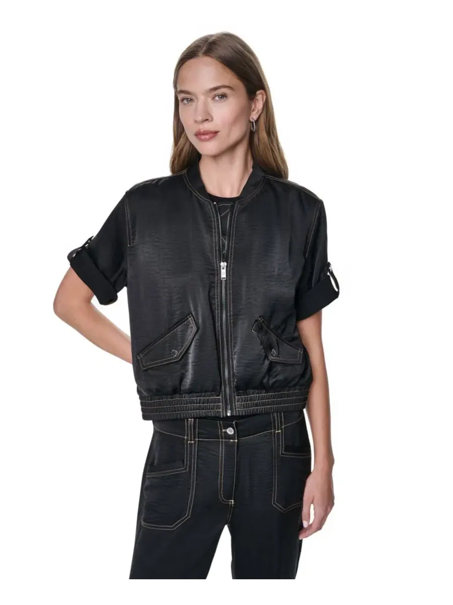 Женская куртка DKNY с контрастной строчкой, модель Roll-Tab Contrast Stitch Glazed Jacket