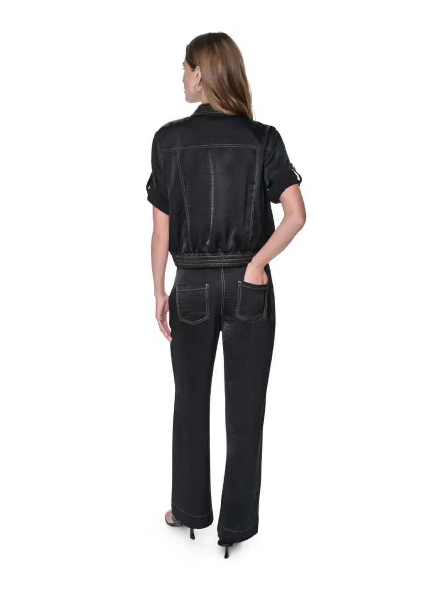 Женская куртка DKNY с контрастной строчкой, модель Roll-Tab Contrast Stitch Glazed Jacket — изображение 9 из 9, черный