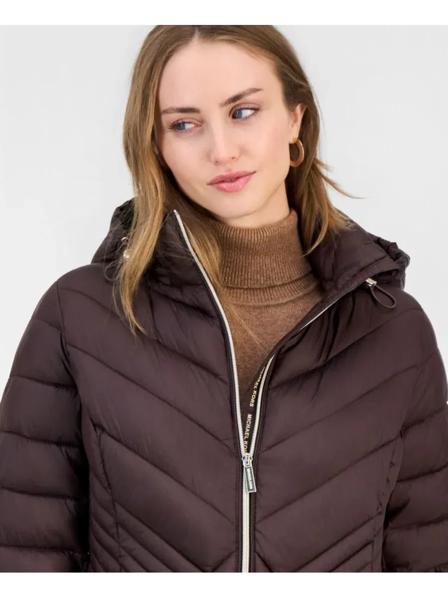 Пуховик с капюшоном, съемный капюшон Michael Kors — изображение 2 из 3, шоколад