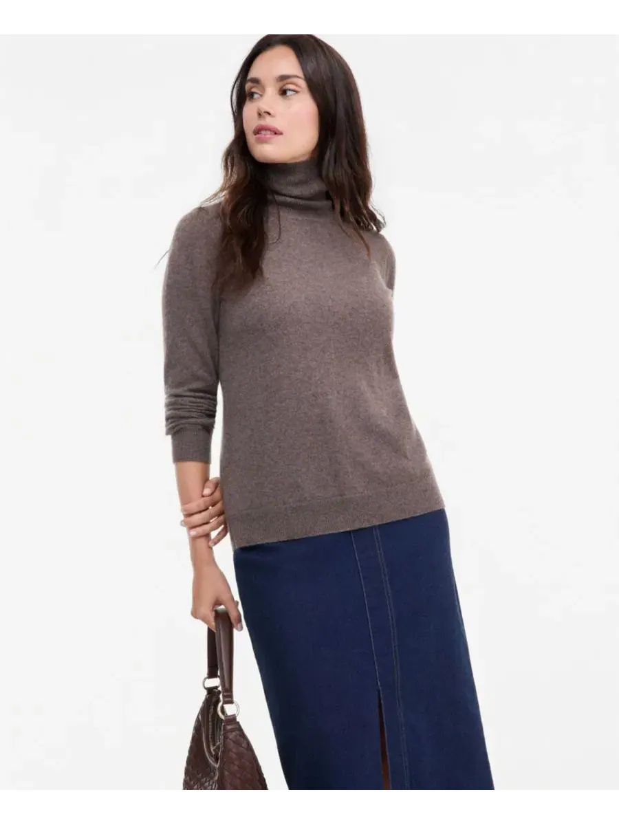 Свитер с воротником-хомутом из кашемира, Petite Charter Club, Frosted Mocha Heather — изображение 3 из 4