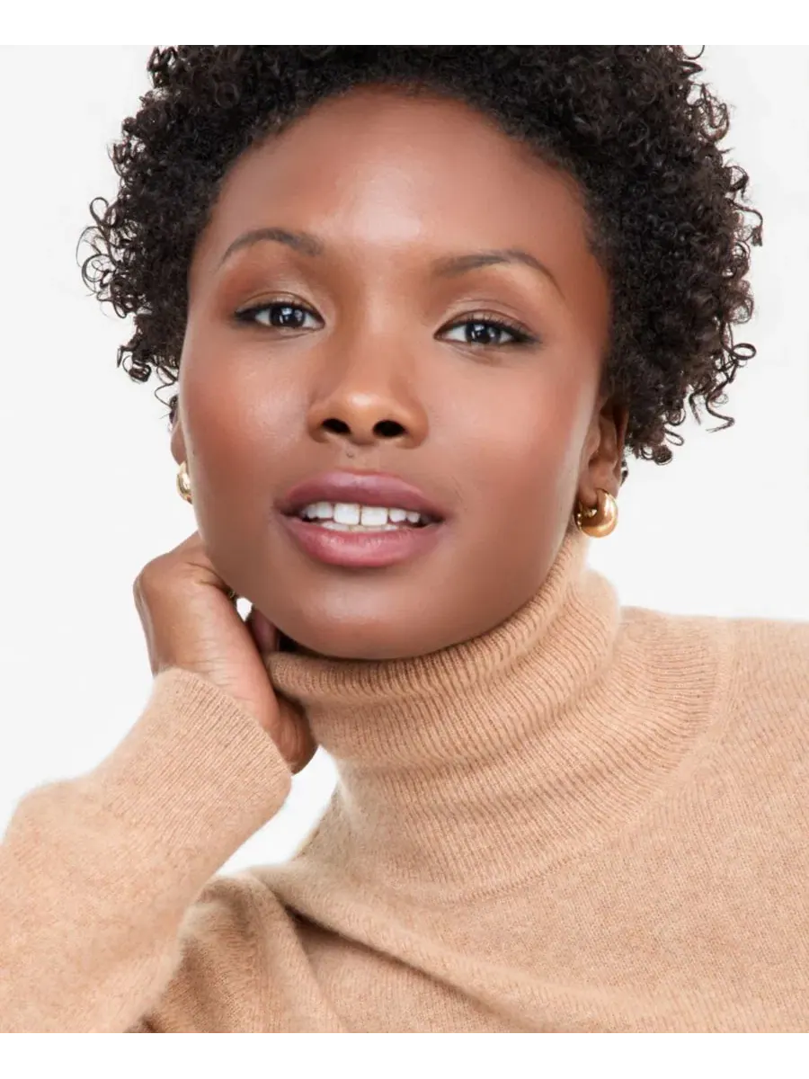 Свитер из кашемира с высоким воротом Petite Cashmere Turtleneck Sweater Charter Club, Heather Camel — изображение 2 из 3