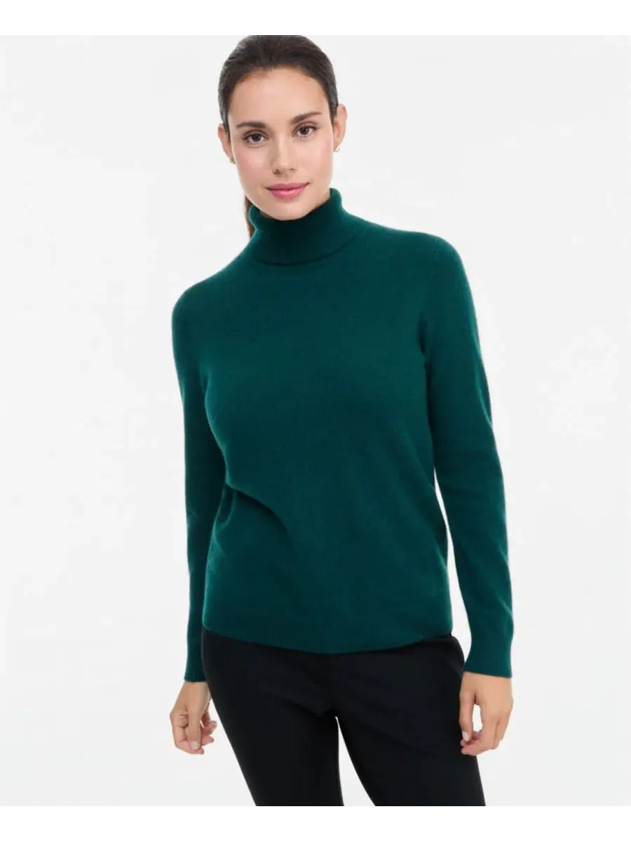 Кашемировый свитер с высоким воротом Petite Cashmere Turtleneck Sweater Charter Club, Deep Pine