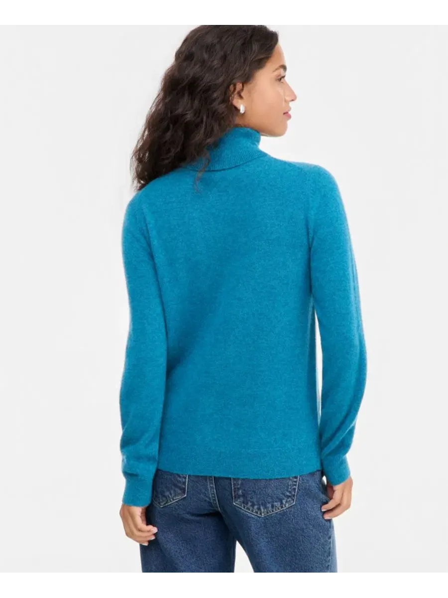 Свитер с высоким воротником из кашемира Petite Cashmere Turtleneck Sweater Charter Club — изображение 3 из 3, синий