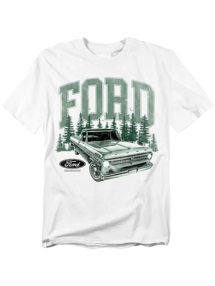 Футболка с принтом Ford Trucks F150 Pickup Forest Mustang — белый