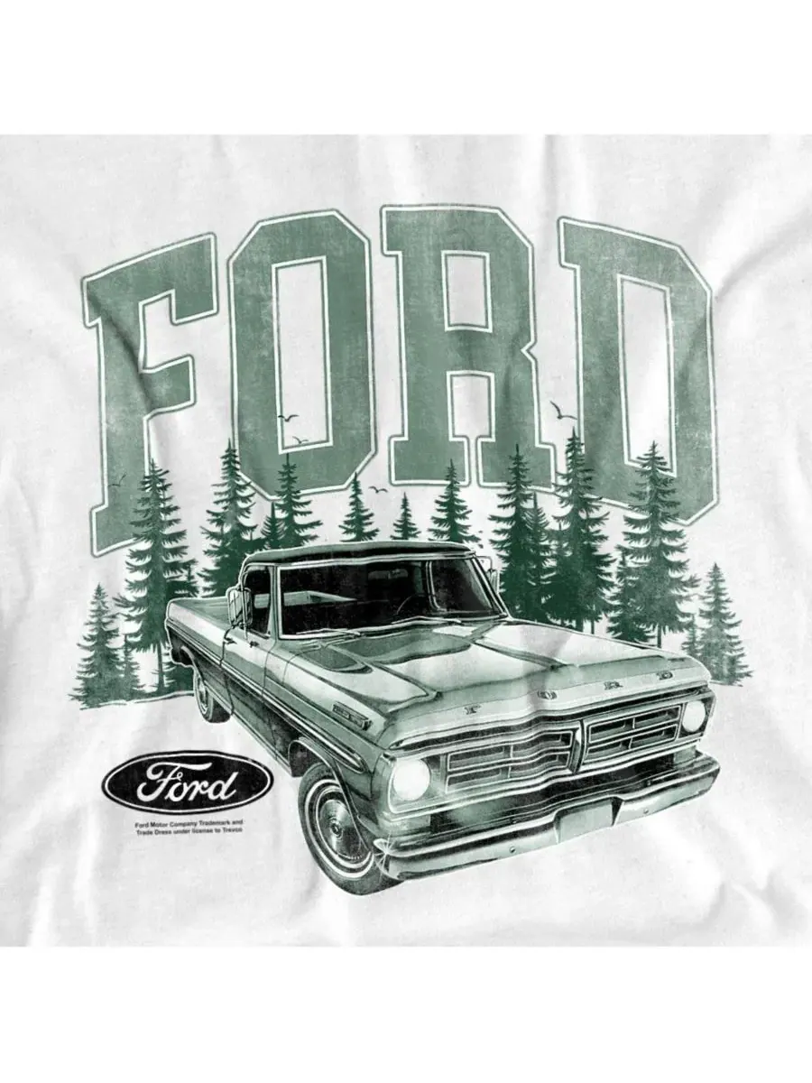 Футболка с принтом Ford Trucks F150 Pickup Forest Mustang — изображение 3 из 3, белый