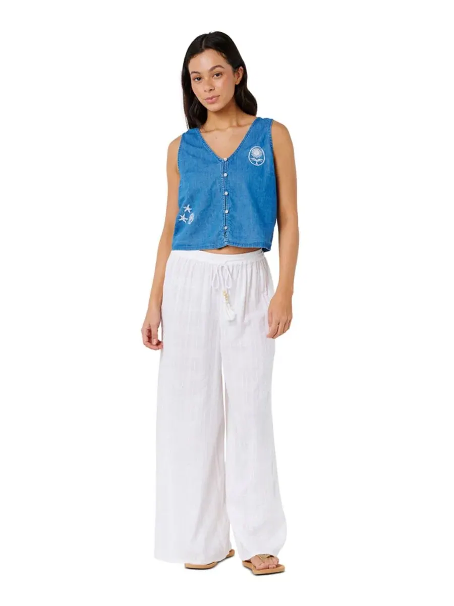 Широкие брюки Catalina Islands Wide-Leg Rip Curl — изображение 2 из 3, белый