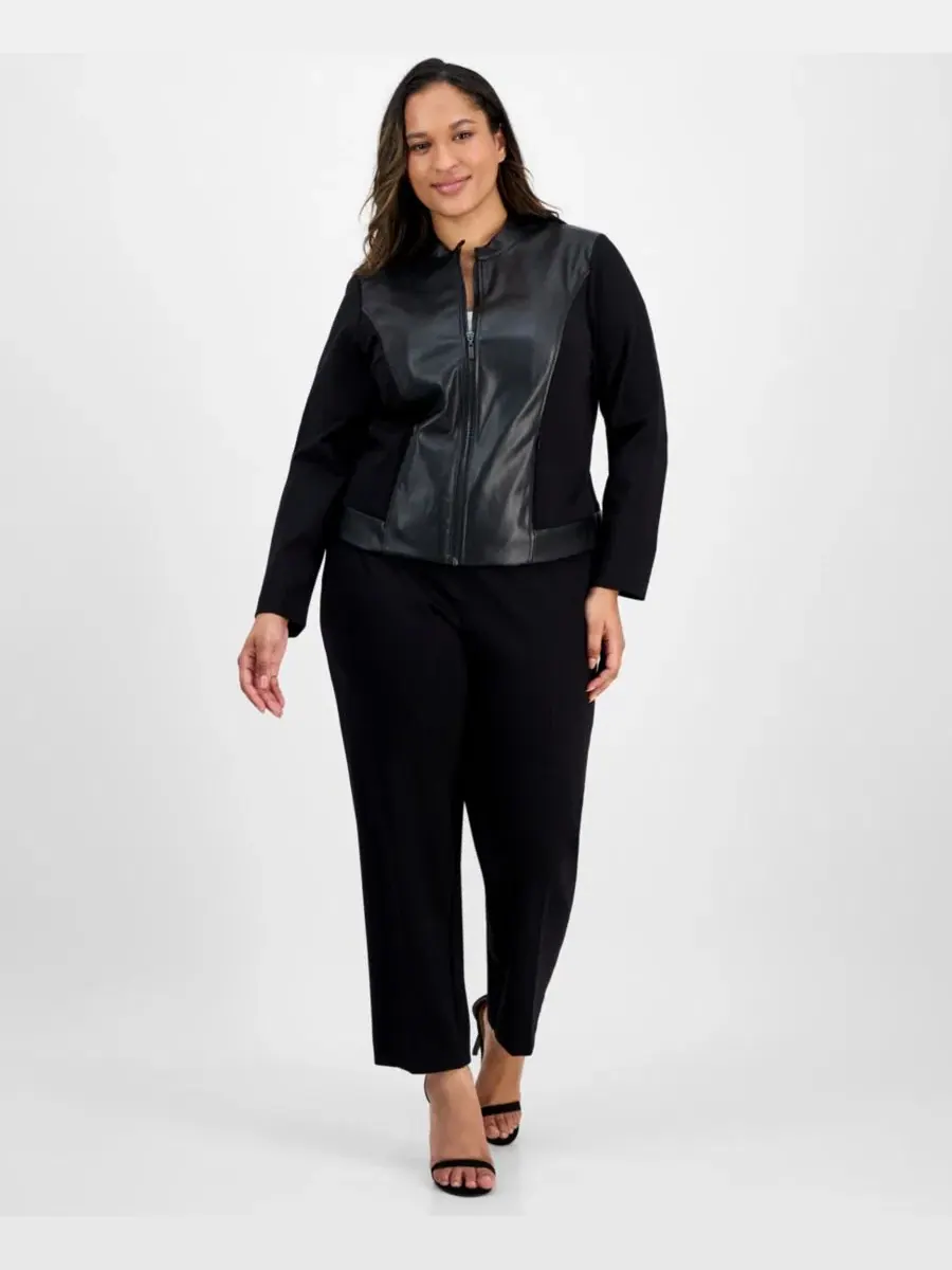 Жакет с воротником-стойкой и контрастными рукавами Anne Klein Essentials — изображение 2 из 4, черный
