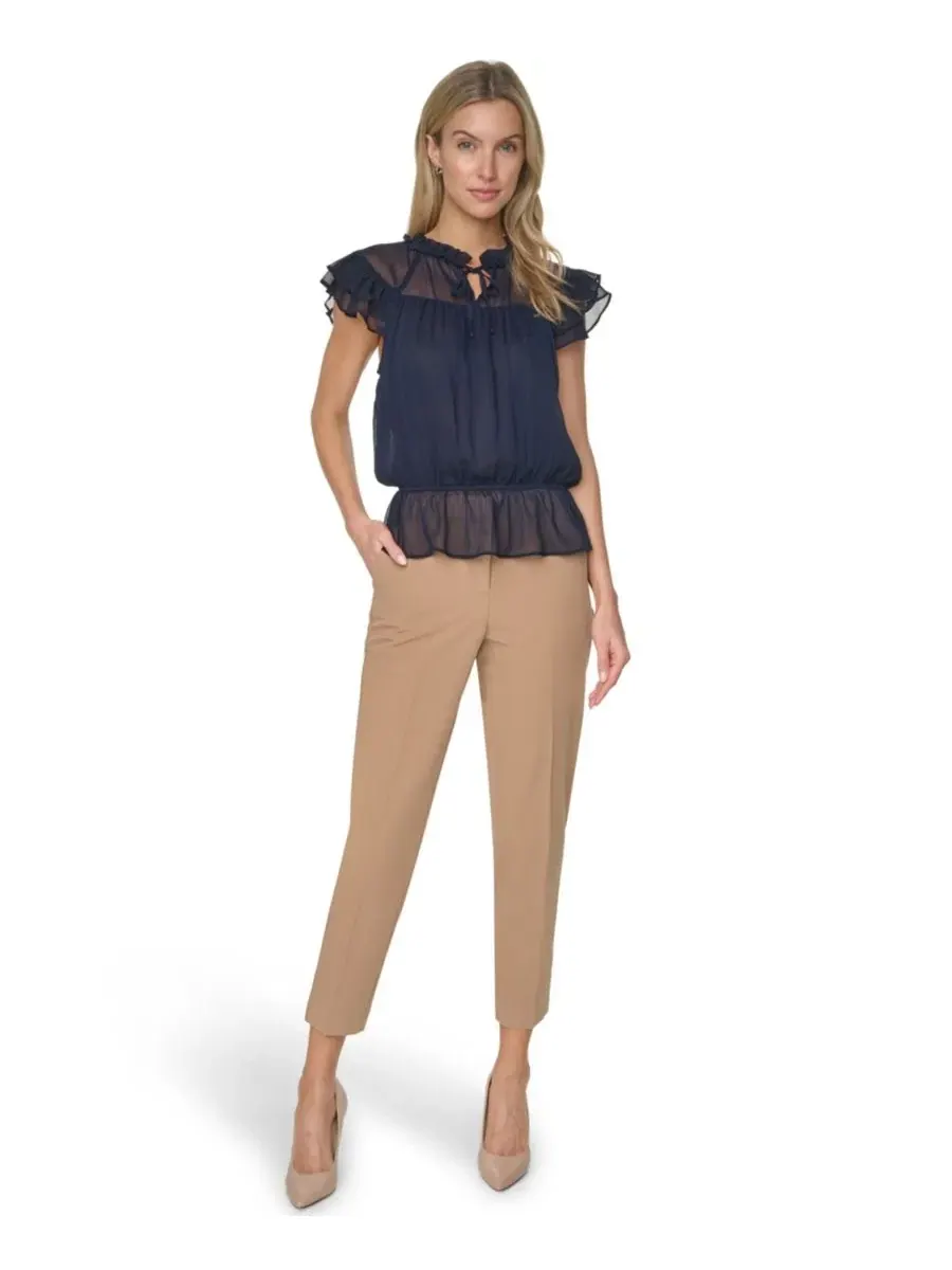 Блуза с пеплумом и рукавами-крылышками, модель Peplum Flutter-Sleeve Pull-On Tommy Hilfiger — изображение 2 из 6, синий