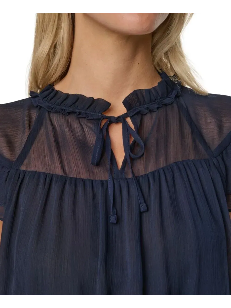 Блуза с пеплумом и рукавами-крылышками, модель Peplum Flutter-Sleeve Pull-On Tommy Hilfiger — изображение 4 из 6, синий